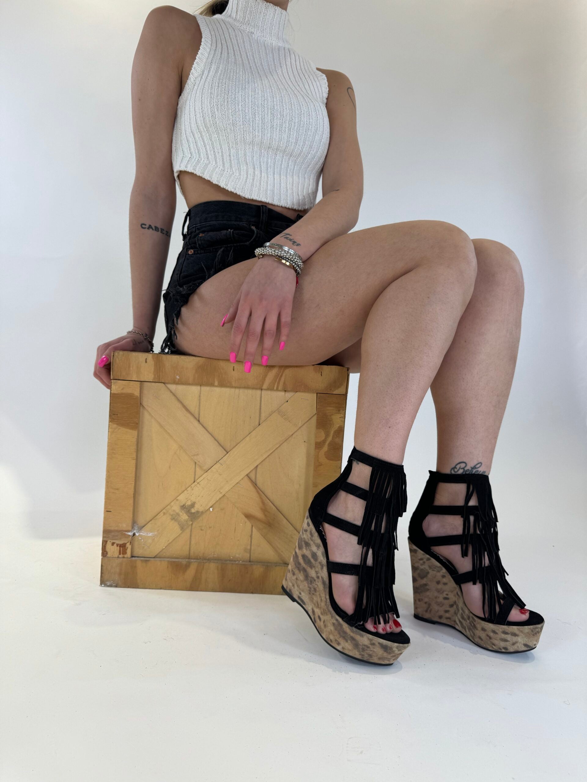 Carmensita Afrodite Black Suede Rip Spotted