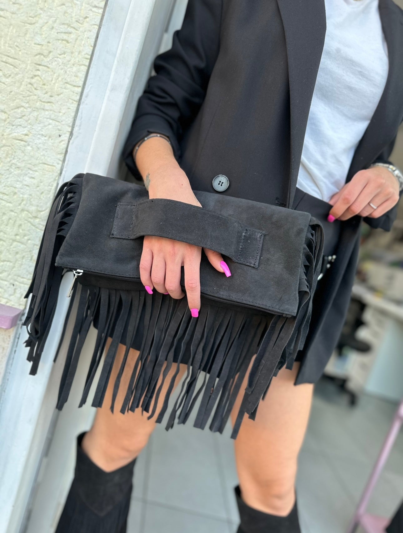 Miami bag camoscio nero