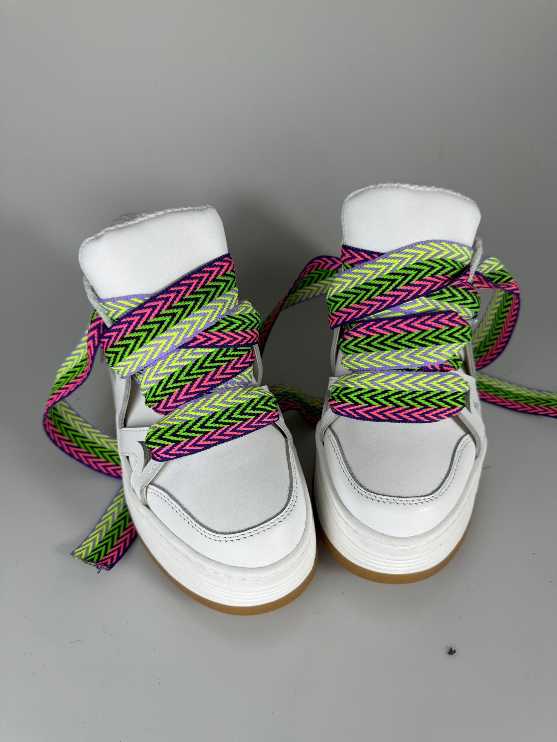 Wolf5 white leather multicolor lace