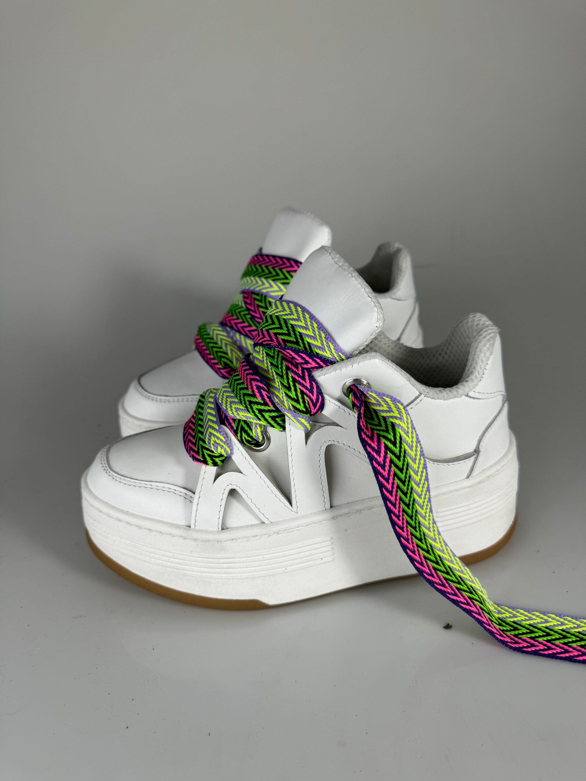 Wolf5 white leather multicolor lace