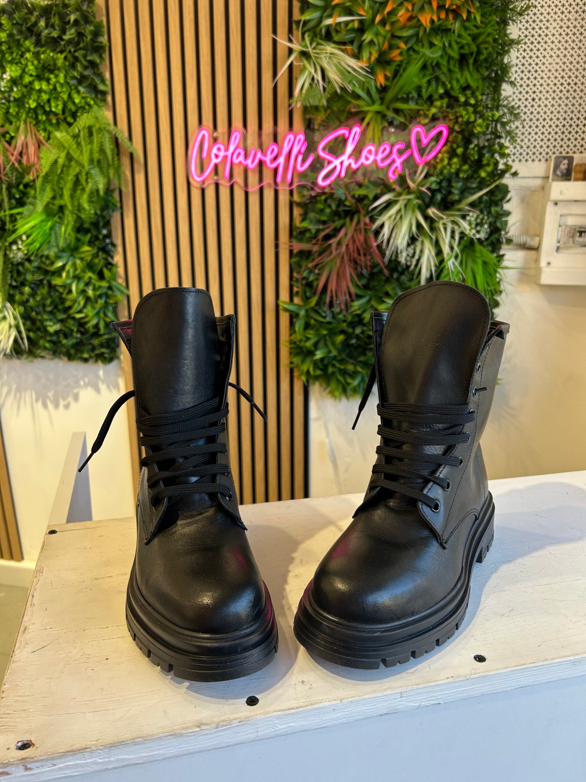 Misha black leather amphibian