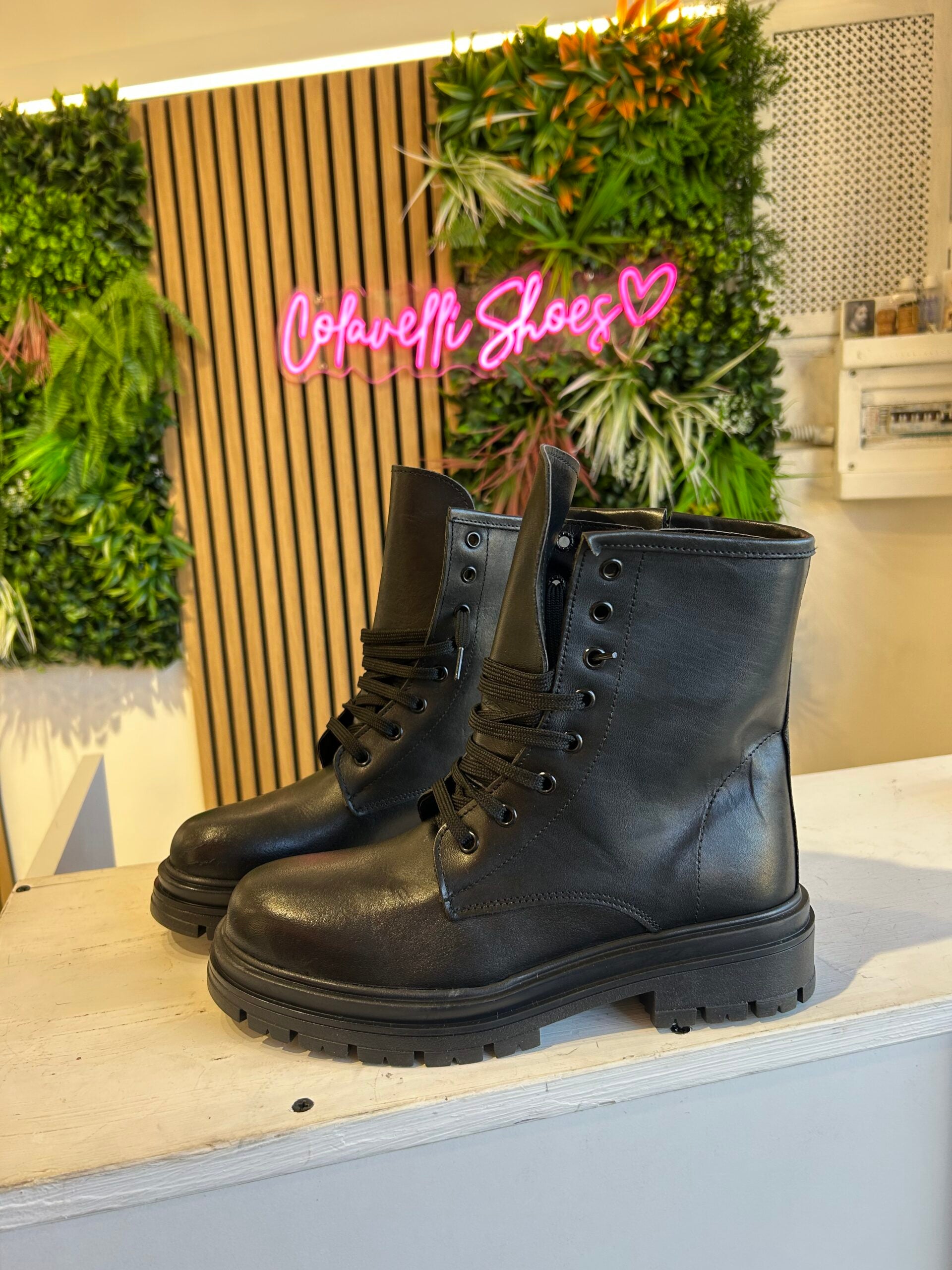 Misha black leather amphibian