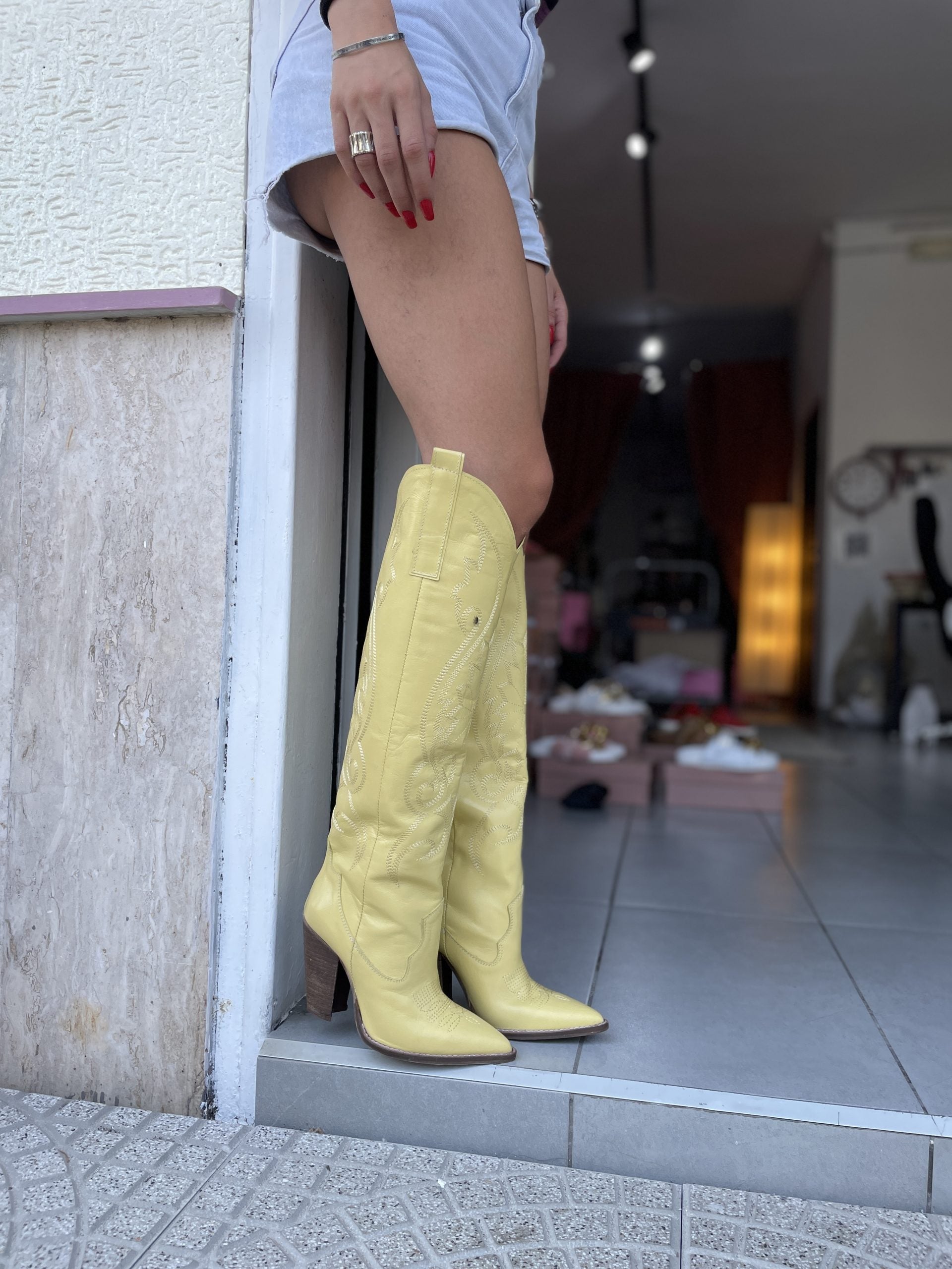 Cecilia embroidery Lime skin 