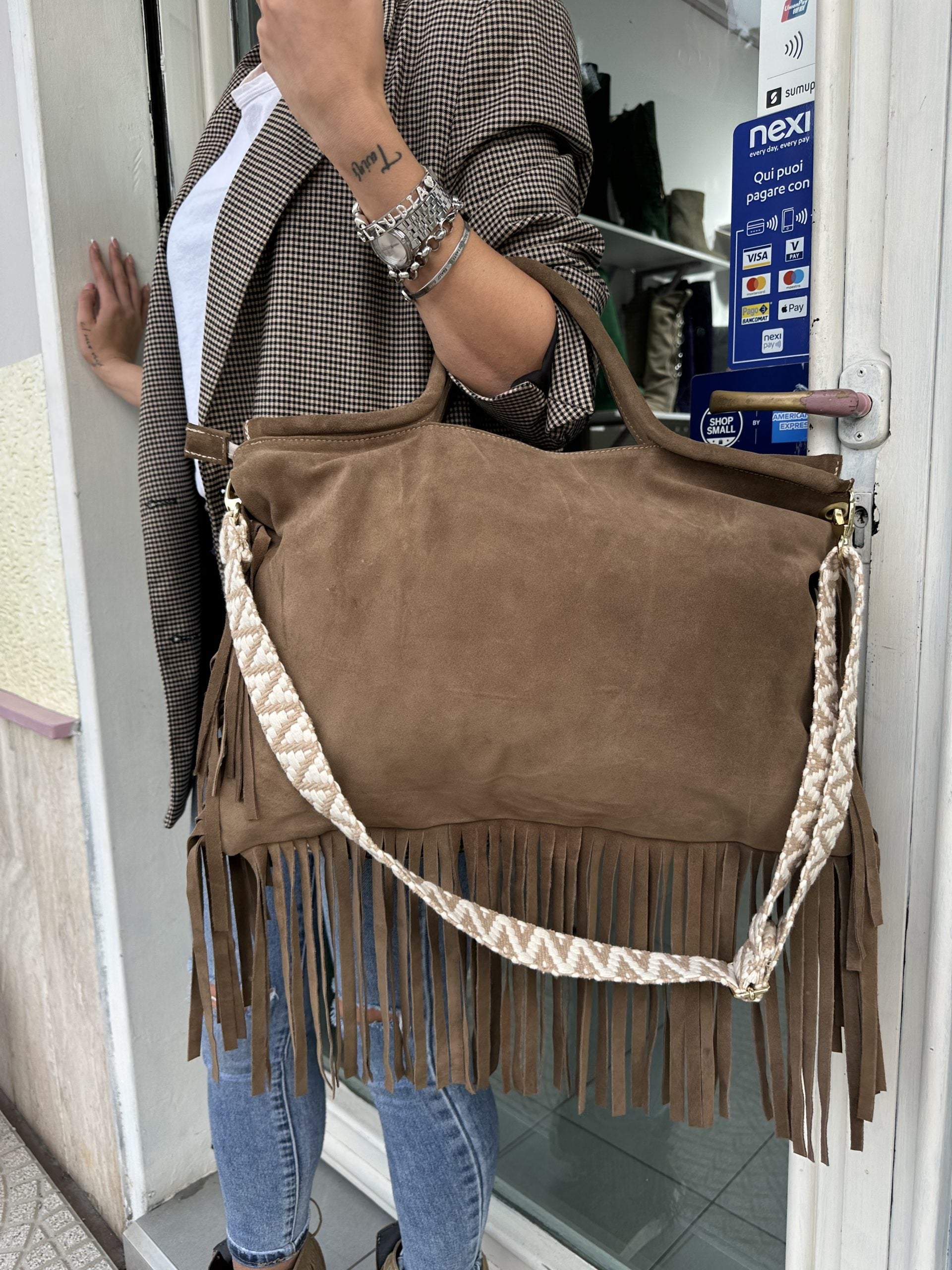 Jumbo bag camoscio Tortora