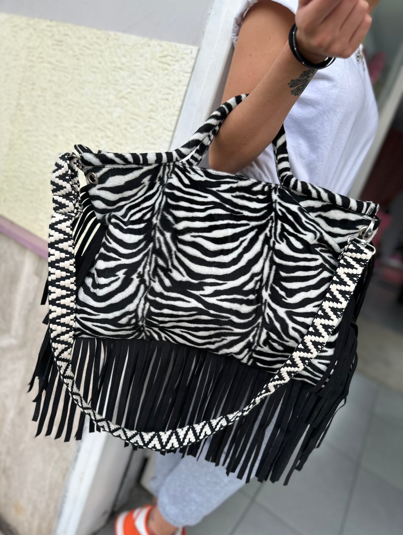 Jumbo zebra bag zebrato/nero