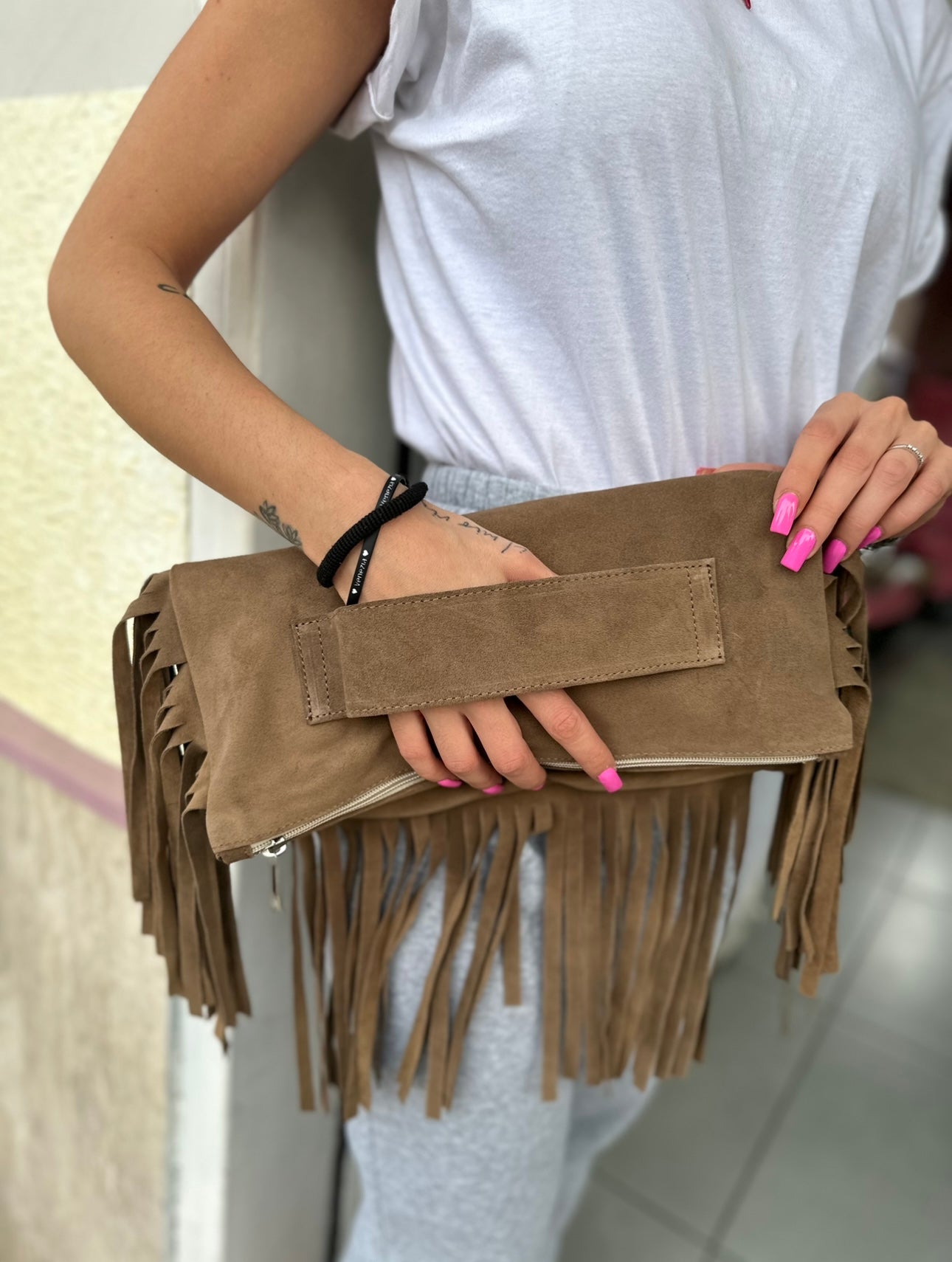 Miami bag camoscio tortora