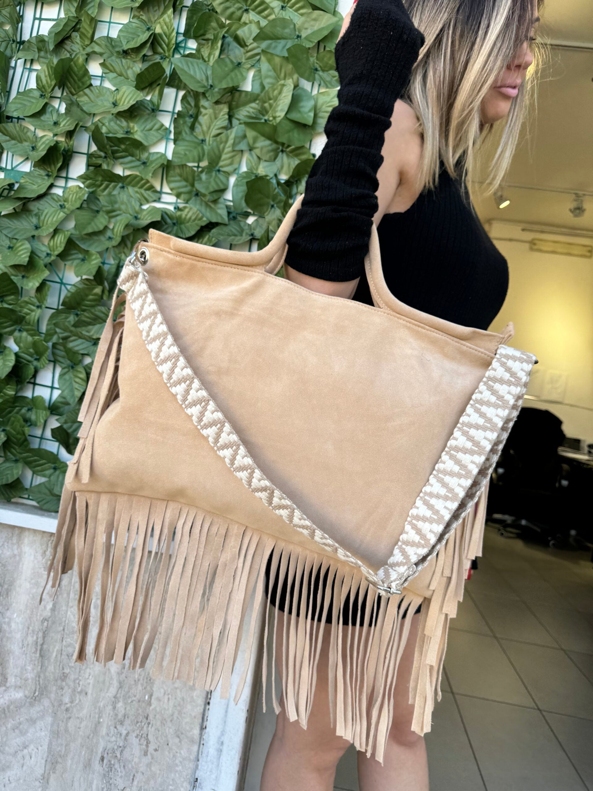 Jumbo bag camoscio crema