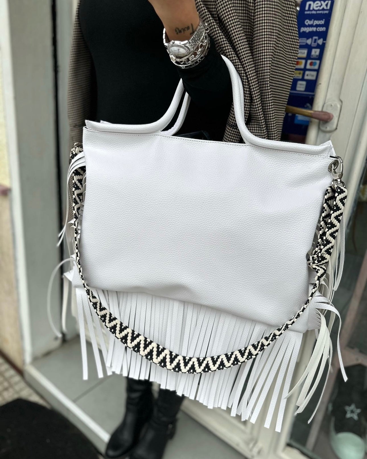 Jumbo bag pelle bianco B/N