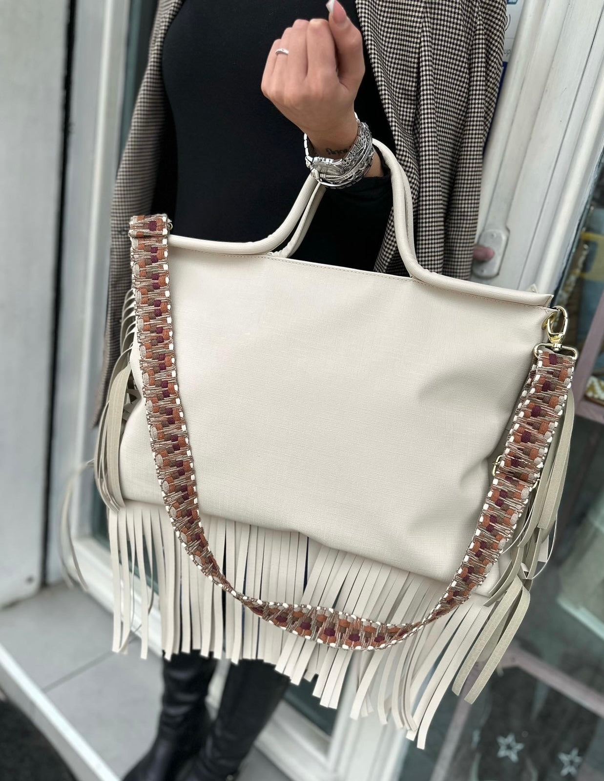 Jumbo bag pelle beige