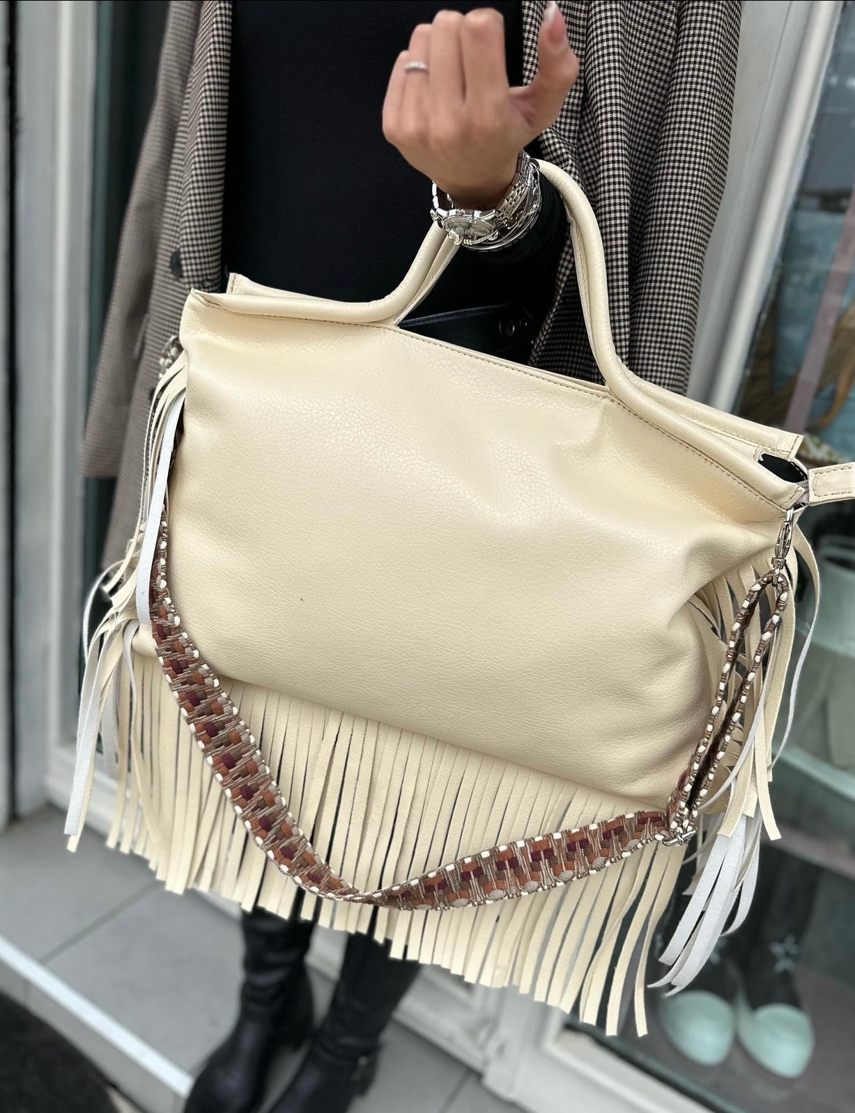Jumbo bag pelle crema