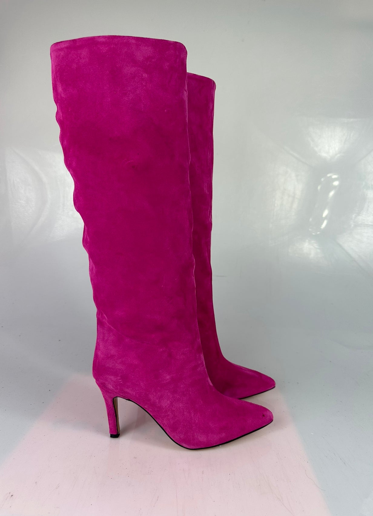 Fuchsia suede lurex