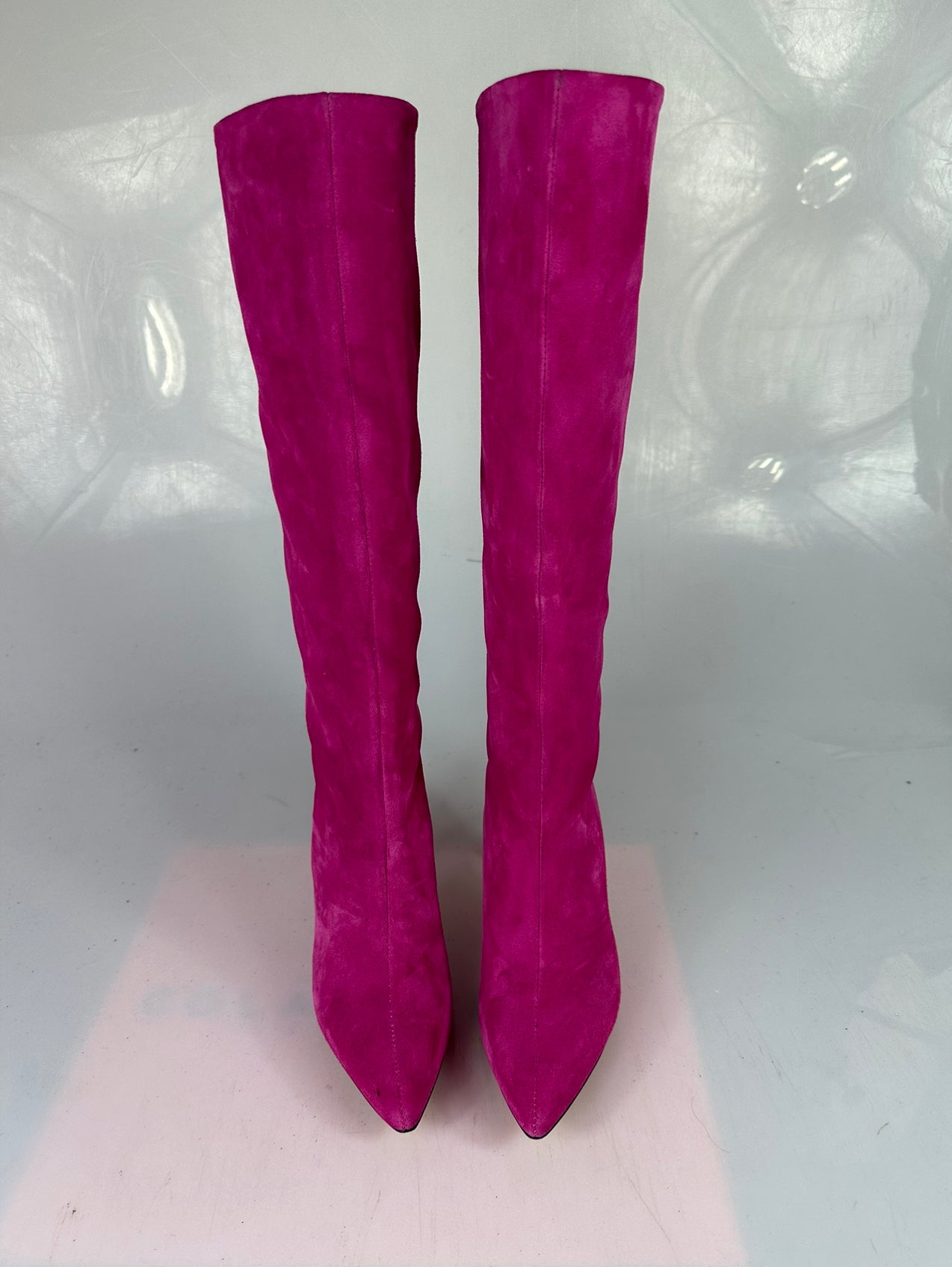 Fuchsia suede lurex