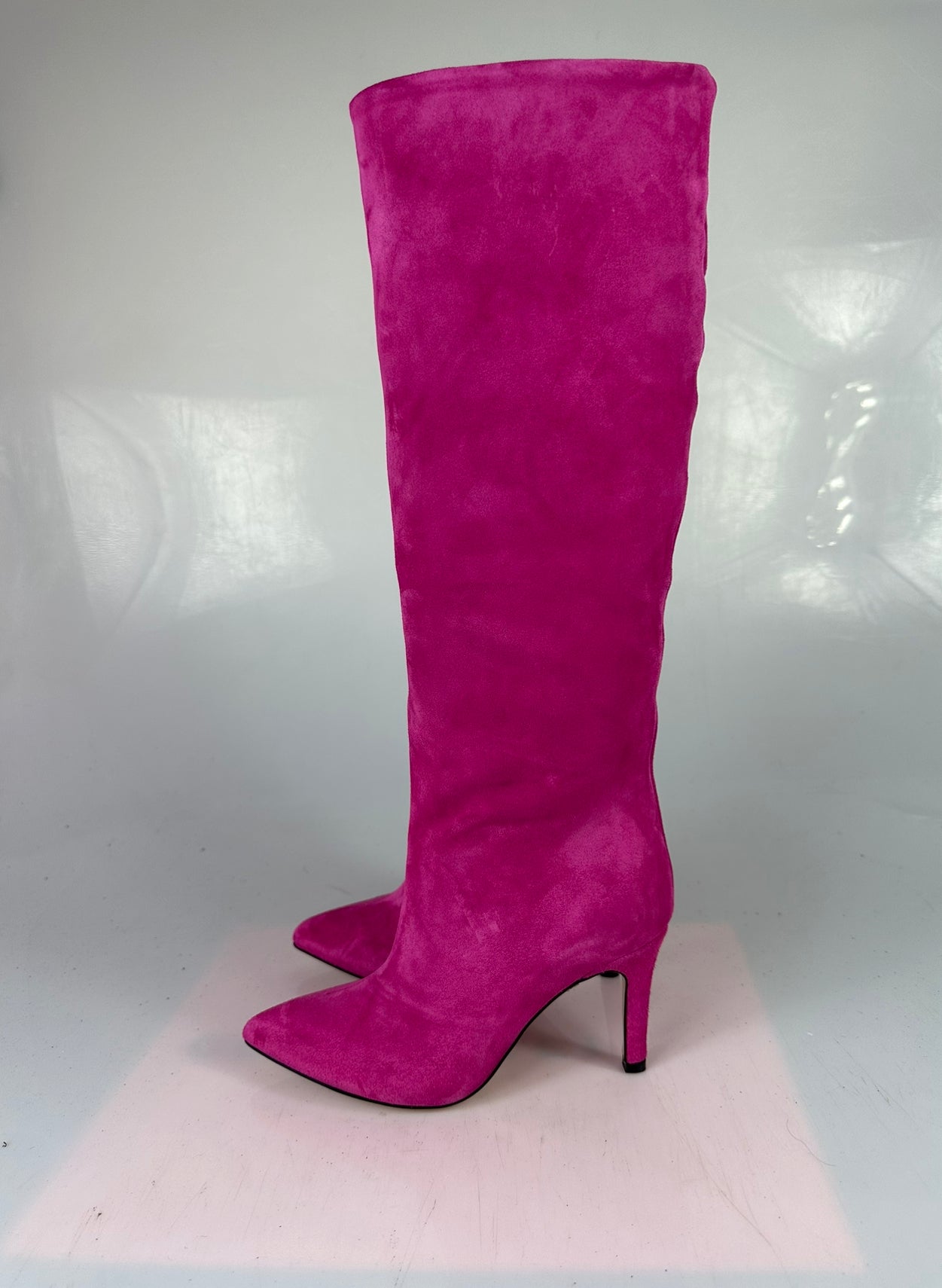 Fuchsia suede lurex