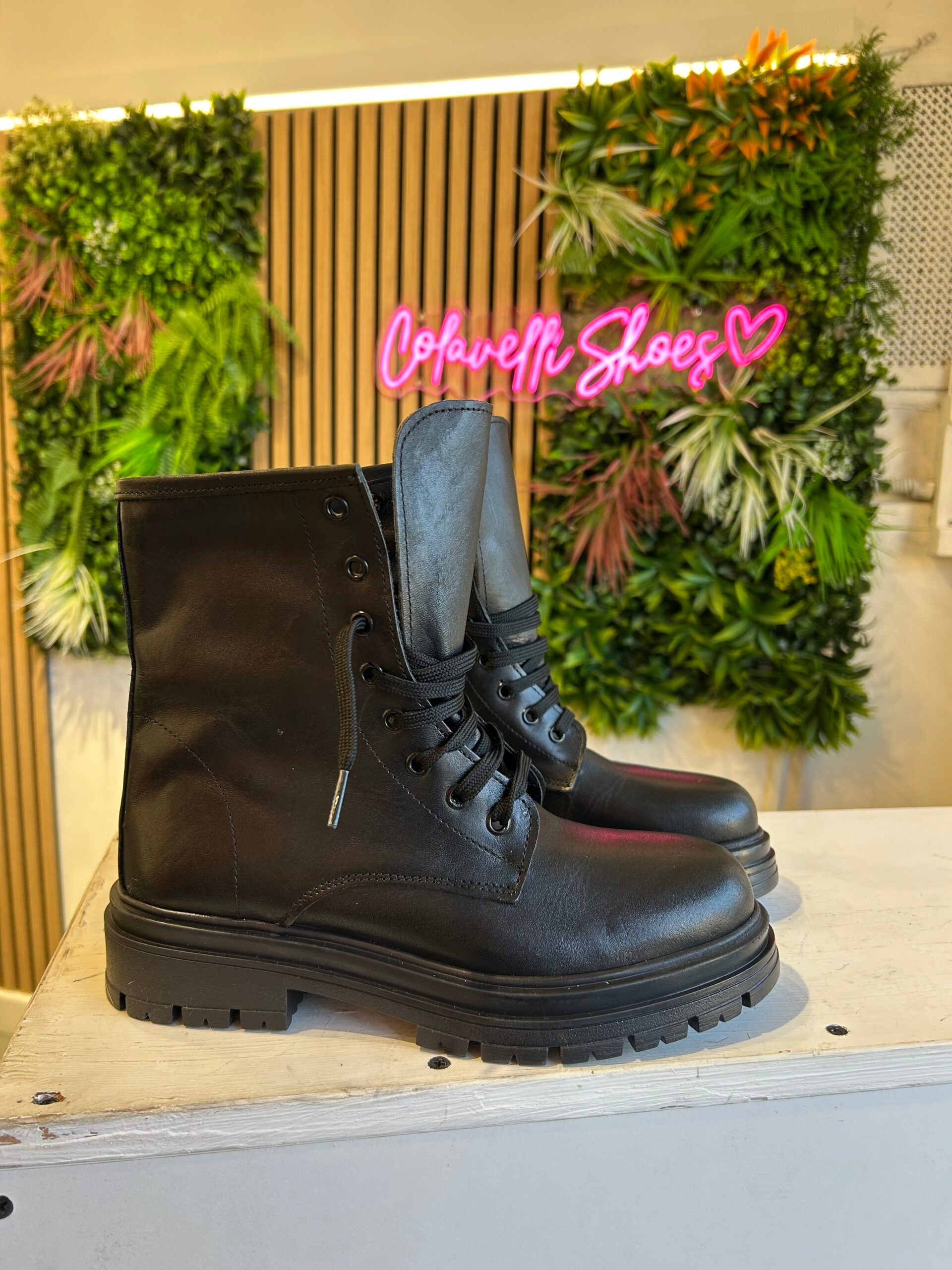 Misha black leather amphibian