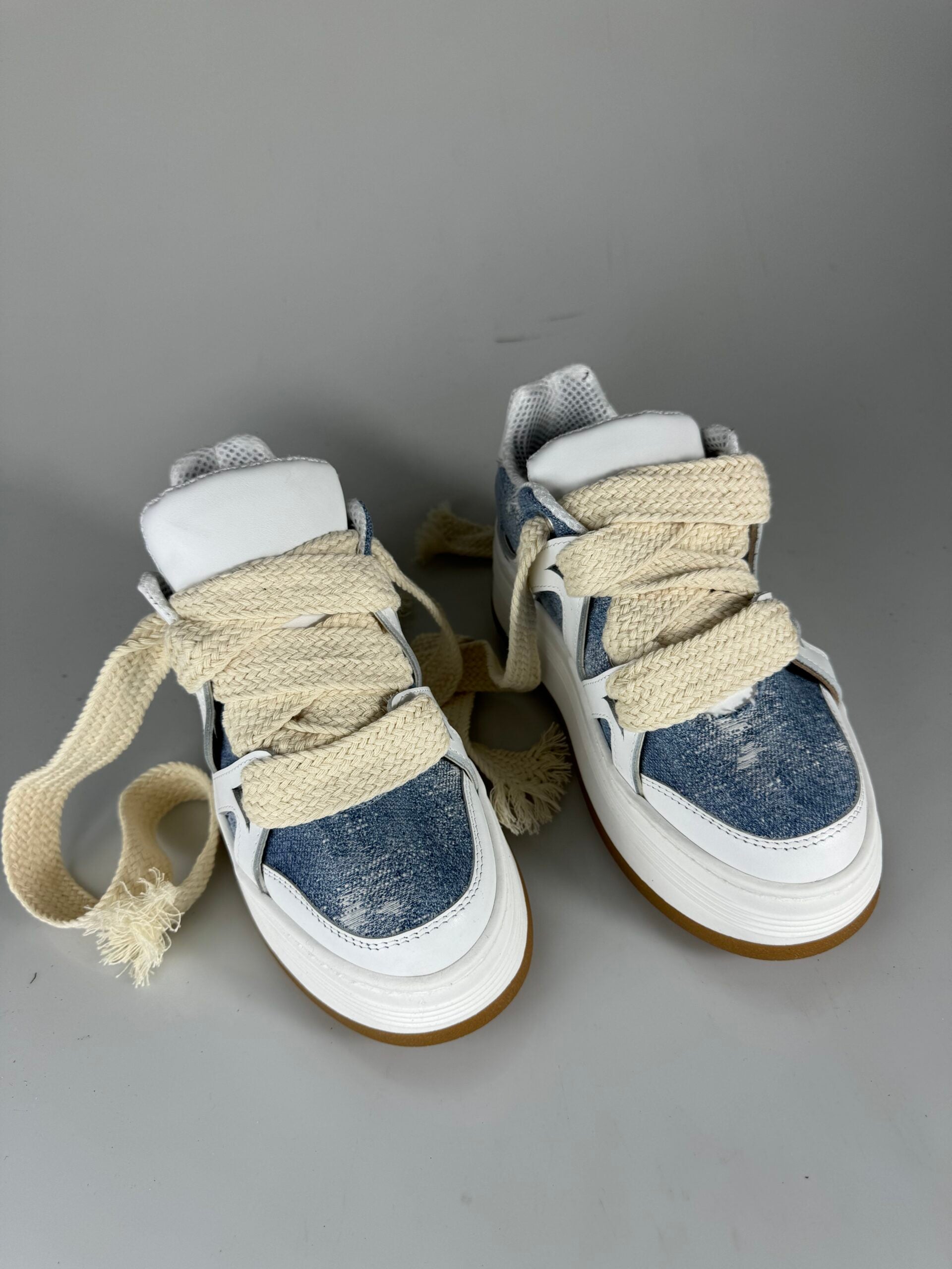 Wolf5 white leather rip jeans
