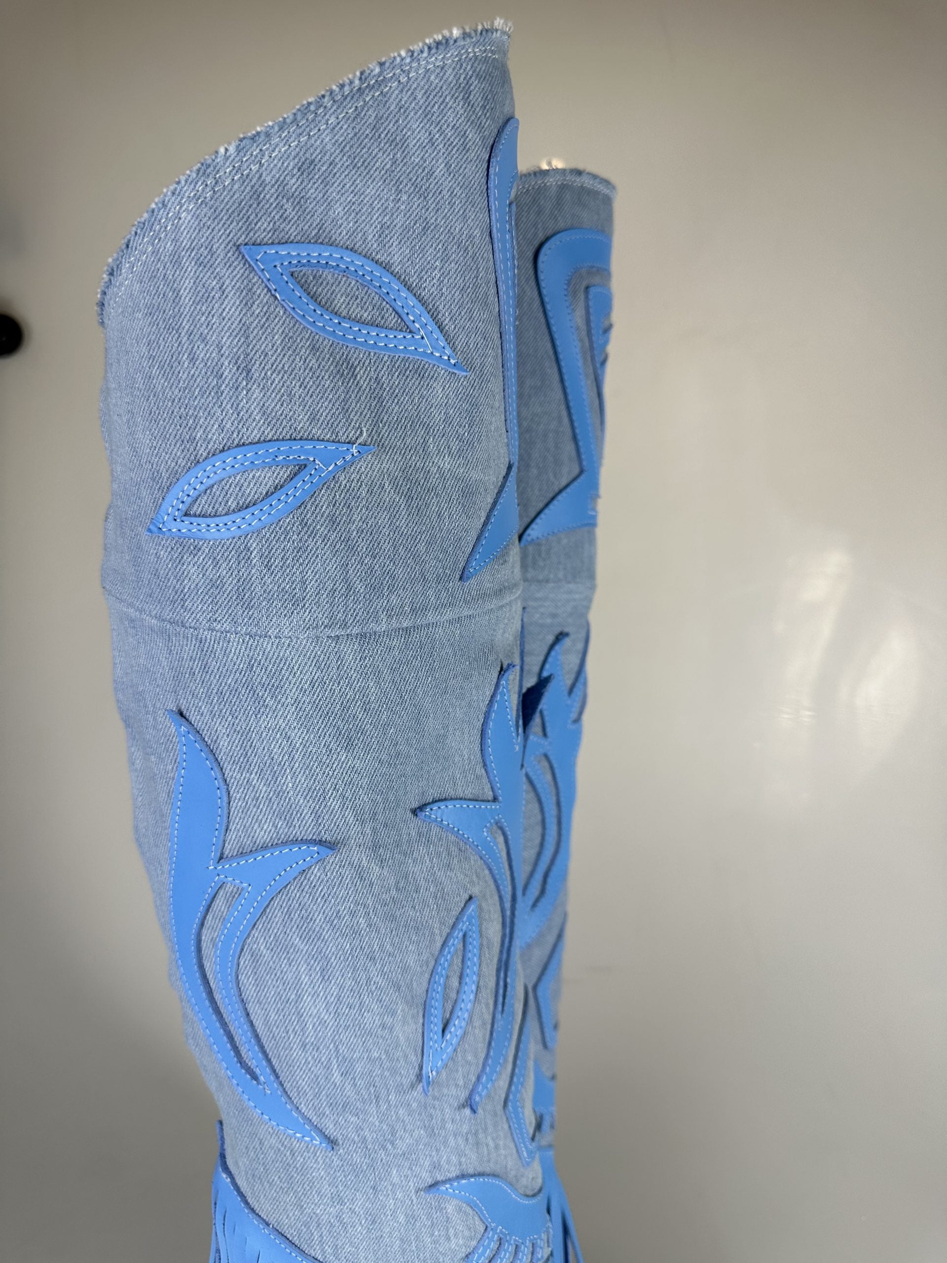 Gabriella Santhoo light blue leather rip jeans
