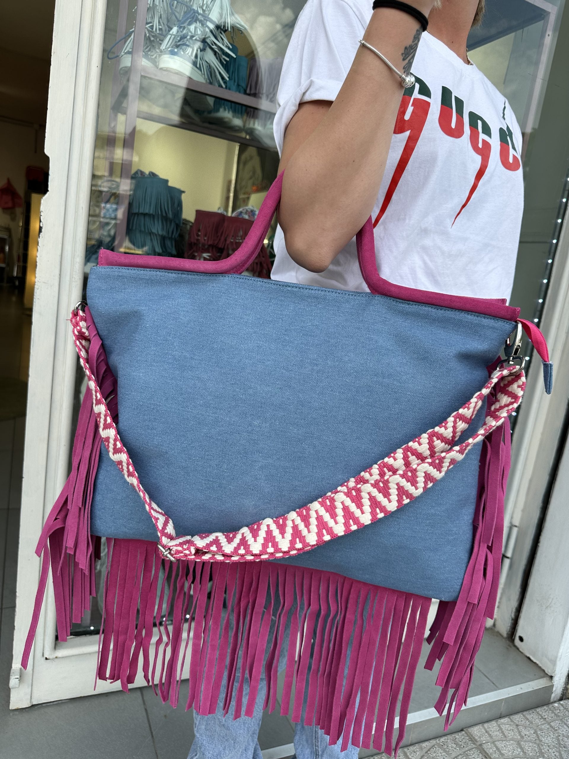 Jumbo arcobaleno jeans\fuxia